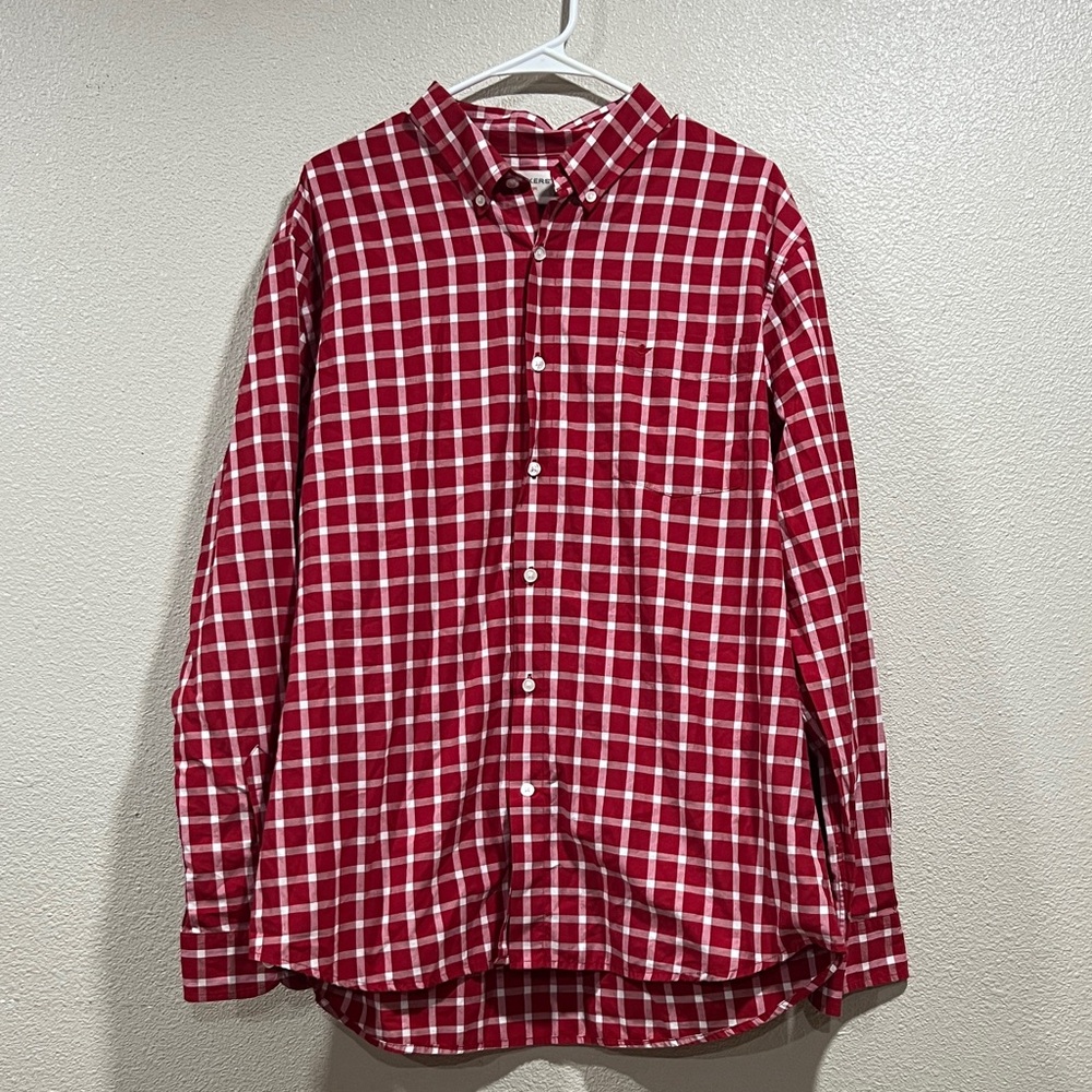 Dockers Classic Red Plaid Button-Down Long Sleeve Shirt